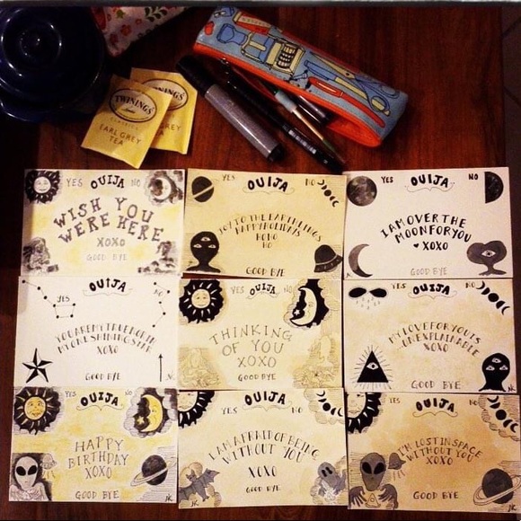 Ouija ® hand-drawn limited edition postcards. Each one is unique. Ink & tea, 4x6 - Picture 2 of 5
